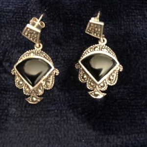 Marcasite and onyx earrings